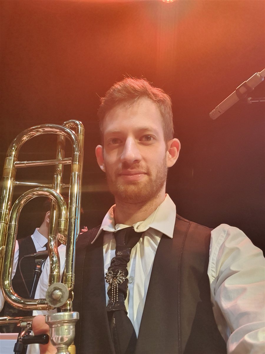 Amir Mano with his trombone